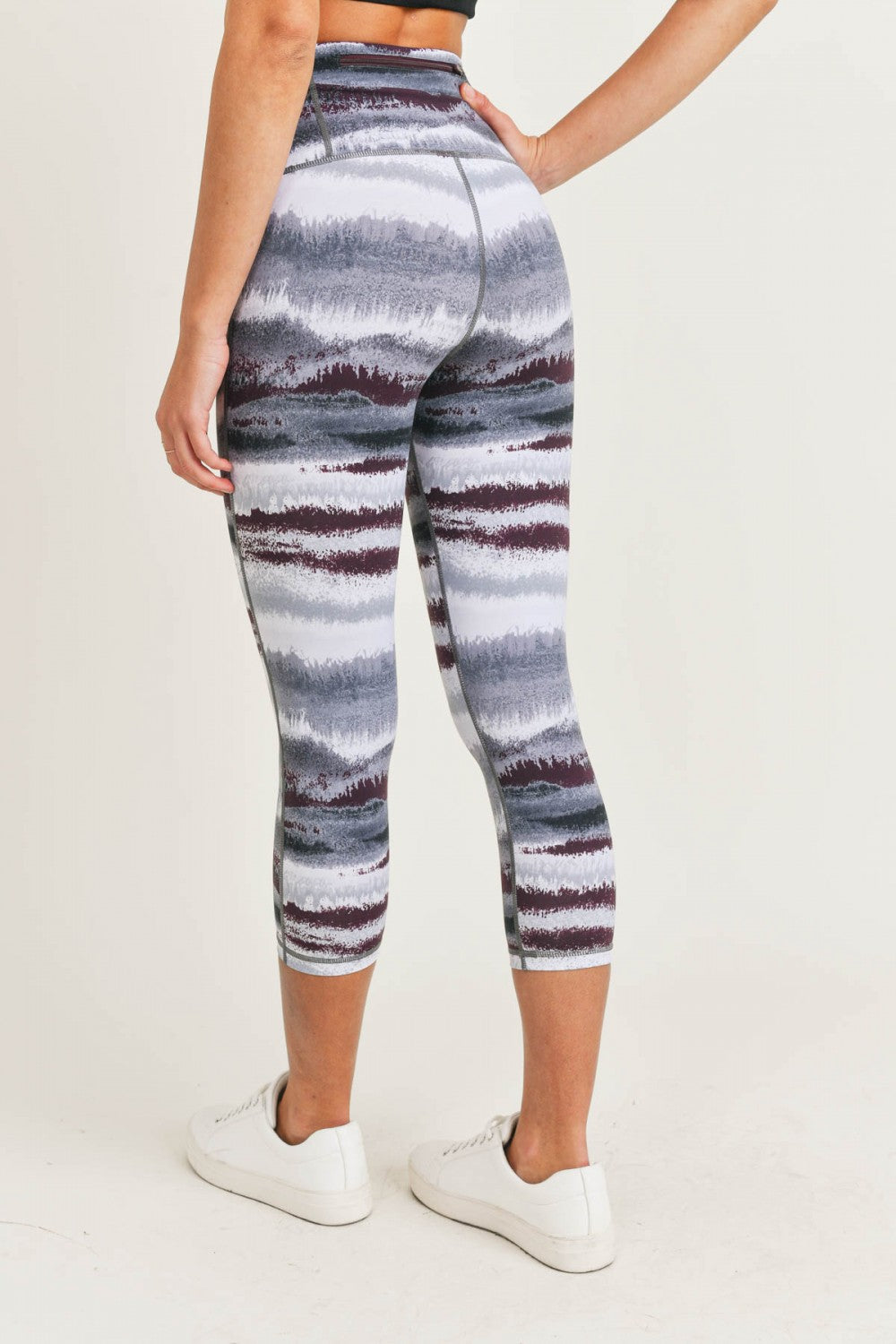 Legging capri taille haute à imprimé zen