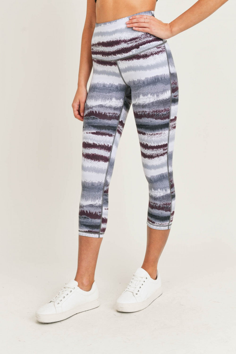 Legging capri taille haute à imprimé zen