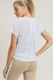 T-shirt à empiècements en filet à rayures transparentes dans le dos