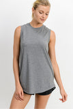 Notched Sleeveless Flowy Tank Top